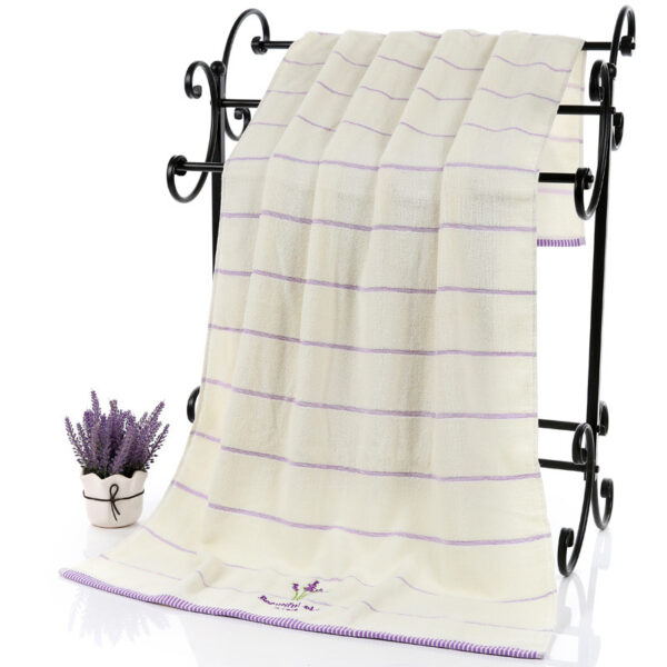 Product image for  Lavender Soft Absorbent Embroidered Striped Bath Towel Bed & Bath 8