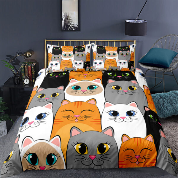 Product image for  Cartoon Animal Kitten 3D Digital Printing Three-piece Duvet Cover Sheet Set Bed & Bath 7