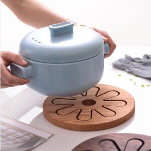 Product image for  Ebony Solid Wood Round Petals Coasters Household Heat Pad Kitchen & Dining 17