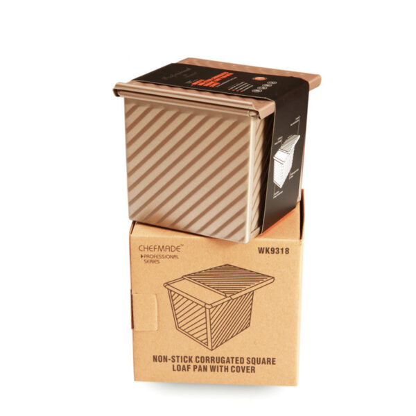 Product image for  Chefmade Water Cube Non Stick Sliding Cover Corrugated Aluminum Alloy Toast Box Bread Baking Mold Kitchen & Dining 5