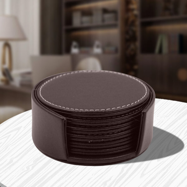 Product image for  Business Leather Coaster Heat Proof Mat Creative European Office Supplies Kitchen & Dining 6