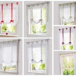 Product image for  Embroidered Pastoral Adjustable Curtain Rod Ribbon Roman Window Screen Home Décor 22