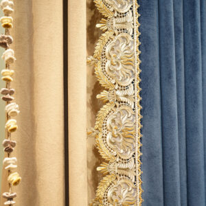 Product image for  Light Luxury Stitching Dark Blue Velvet Cloth Bedroom Water-soluble Embroidered Curtain Home Décor 21