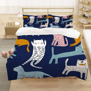Product image for  Cartoon Cat Digital Comic Three-piece Set Bed Covers 10