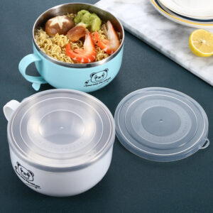 Product image for  Stainless Steel Instant Noodle Bowl Color Large Capacity With Lid Portable Lunch Box Student Household Dormitory Office Worker Kitchen & Dining 20