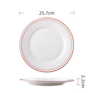 Product image for  Ceramic Disc Red And Green Line Flat Fried Rice Fried Noodles Dish Head Rice Dish Kitchen & Dining 15