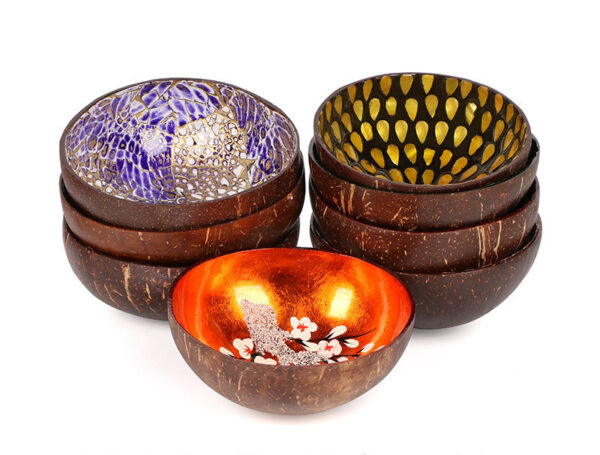 Product image for  Coconut Shell Bowl Natural Shell Inlaid Color Coconut Shell Tableware Bowl Home Decoration Storage Bowl Thai Decoration Kitchen & Dining 4