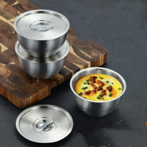 Product image for  Thick 304 Stainless Steel Steamed Egg Bowl Slow Cooker Single Layer Tureen All Steel Drop-resistant Kitchen & Dining 12