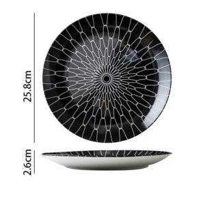 Product image for  Western-Style Black And White Line Pasta Steak Plate Western Restaurant Plate Kitchen & Dining 16