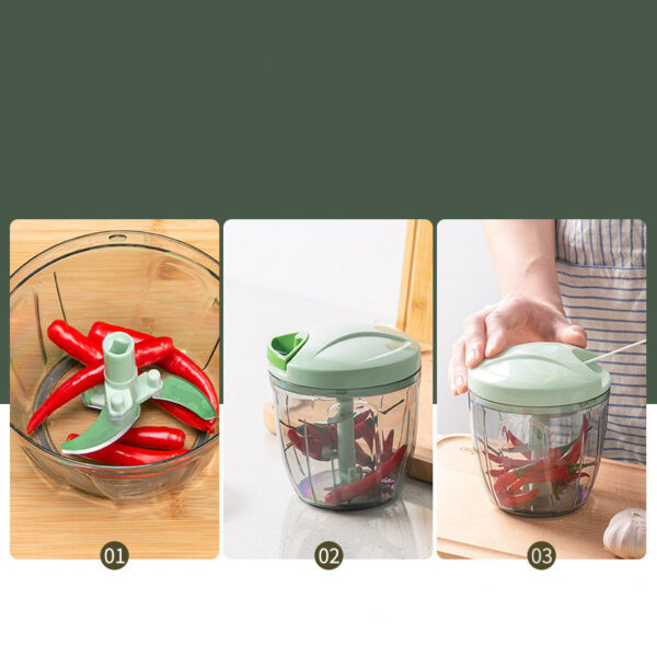 Product image for  Meat Grinder Manual Household Vegetable Cutter Small Pound Garlic Minced Fruit Puree Chili Cooking Machine Kitchen & Dining 5