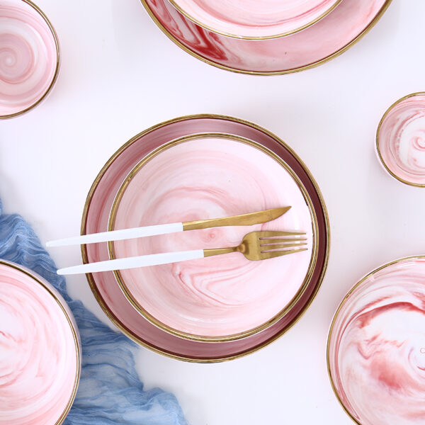 Product image for  Pink Marble Phnom Penh Ceramic Dinner Plate Kitchen & Dining 8