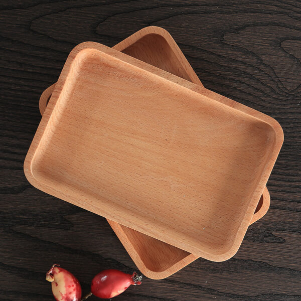 Product image for  Round Rectangular Wooden Tray Breakfast Food Dinner Dessert Tea Tray Wood Tray Family Kitchen Accessories Organizer Kitchen & Dining 7
