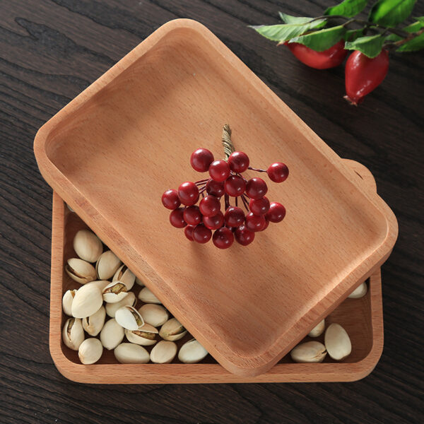 Product image for  Round Rectangular Wooden Tray Breakfast Food Dinner Dessert Tea Tray Wood Tray Family Kitchen Accessories Organizer Kitchen & Dining 8