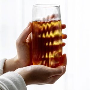 Product image for  Japanese Style Vertical Stripe Glass Household Heat-resistant Water Cup Cups 14