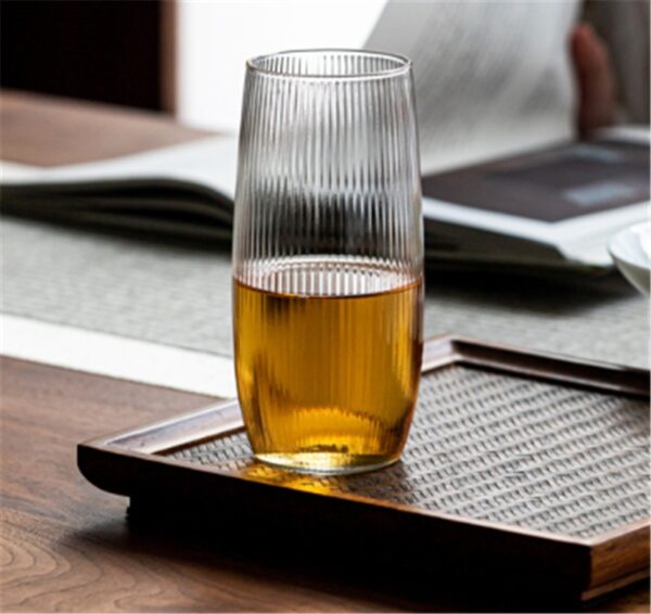 Product image for  Japanese Style Vertical Stripe Glass Household Heat-resistant Water Cup Cups 9