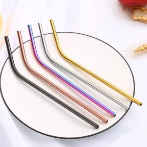Product image for  Colored Metal Straight Elbow Cocktail Milk Tea Coffee Straw Home Décor 9
