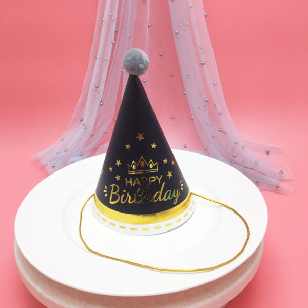 Product image for  Party Decoration Modern Pink Gold Black Gold Stripe Birthday Hat Arts, Crafts & Sewing 6