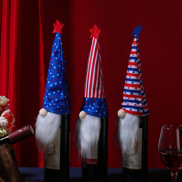 Product image for  American Independence Day Pointed Hat Pentagram Wine Bottle Set Dwarf Old Man Home Décor 9