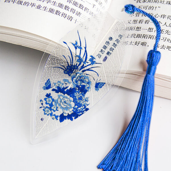 Product image for  Leaf Vein Shaped Blue And White Porcelain Series Bookmarks Home Décor 13