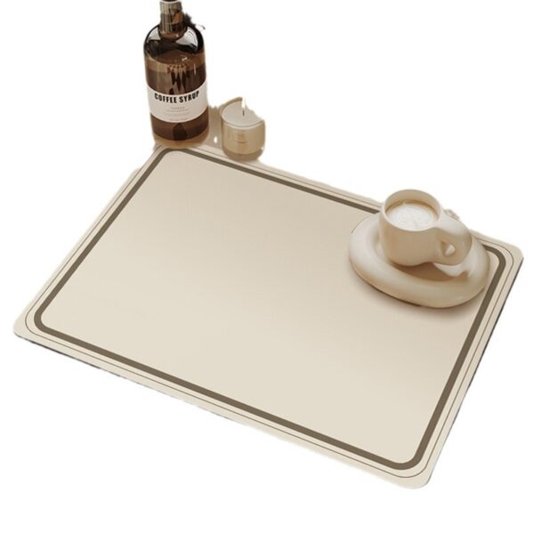Product image for  Simple Lines Silent Style Diatom Ooze Water Draining Pad Cutlery Bowl And Plates Heat Insulation Non-slip Table Mat Water-absorbing Quick-drying Mat Generation Hair Home Décor 7