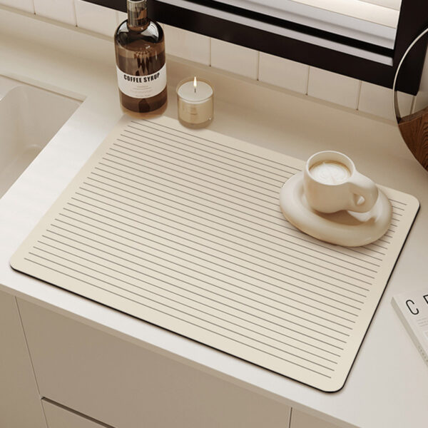 Product image for  Simple Lines Silent Style Diatom Ooze Water Draining Pad Cutlery Bowl And Plates Heat Insulation Non-slip Table Mat Water-absorbing Quick-drying Mat Generation Hair Home Décor 12