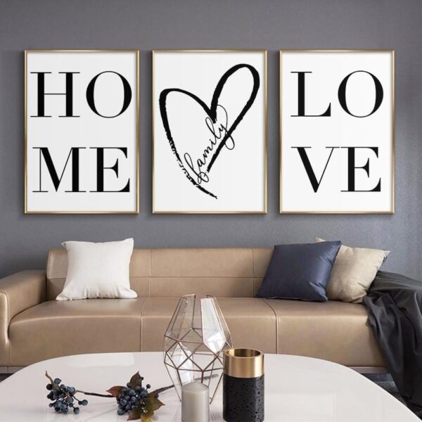 Product image for  Nordic Black And White Home Love Poster Painting Core Canvas Painting Artworks 4