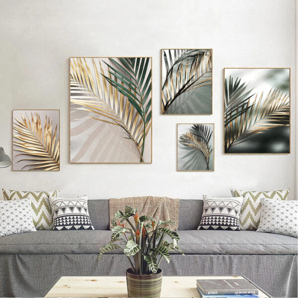 Product image for  Vegetation Green Leaf Background Wall Bedroom Living Room Canvas Decorative Painting Artworks 4
