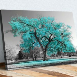 Product image for  Single Cyan Big Tree Oil Painting Canvas Artworks 13
