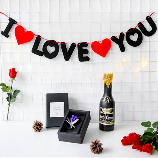 Product image for  Non-woven Braqila Flower Valentine’s Day Marriage Proposal Arrangement I Love You Heart-shaped Bunting Home Décor 7
