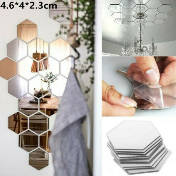 Product image for  Hexagonal Mirror Environmental Acrylic Wall Sticker Home Décor 10