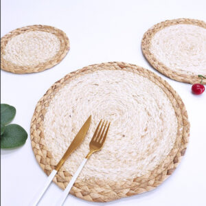 Product image for  Round Tassel Corn Skin Water Hyacinth Hand Woven Heat Insulation Meal Mat Home Décor 12