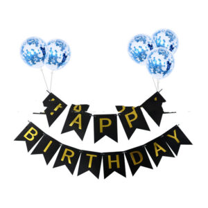 Product image for  Sequined Balloons And Bronzing Birthday Flag Set Home Décor 12