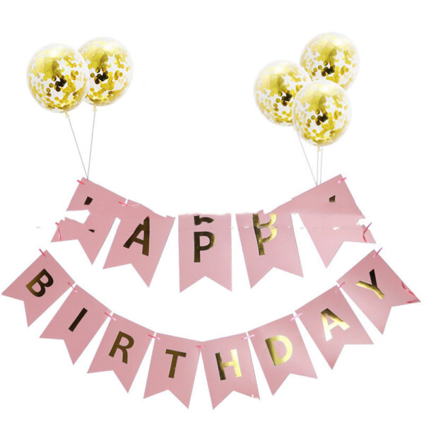 Product image for  Sequined Balloons And Bronzing Birthday Flag Set Home Décor 10