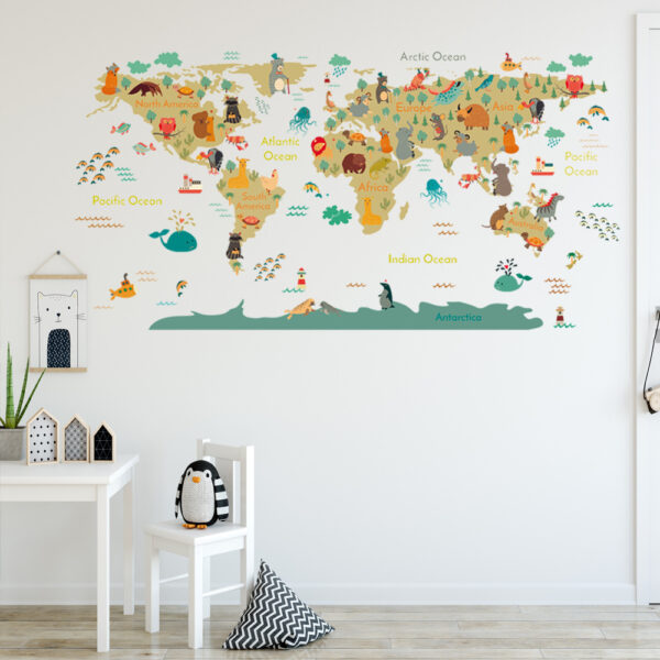 Product image for  Map Cartoon Animal Wall Sticker Living Room Bedroom Children’s Room Home Décor 6