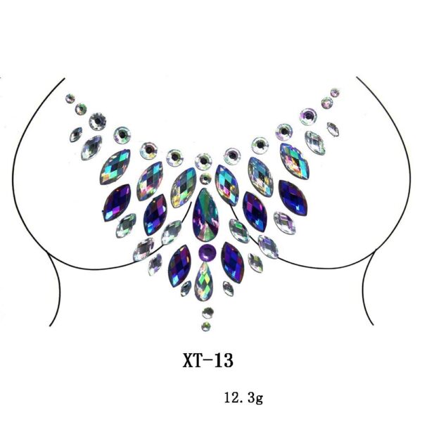 Product image for  European And American Hot Models Resin Diamond Tattoo Stickers Performing Makeup Chest Stickers Diamond Bars Carnival Party Chest Decoration Home Décor 8