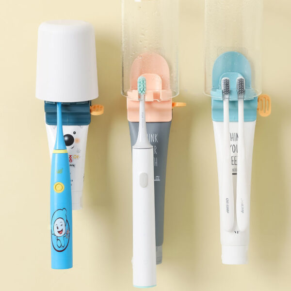 Product image for  Two-in-one wall-mounted toothbrush holder set free punching bathroom sanitary napkin toothbrush rack Home Décor 5