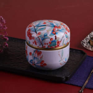 Product image for  Small Tea Empty Round Tin Cans Japanese Flower Tea Tinplate Packaging Storage Sealed Food Home Décor 9