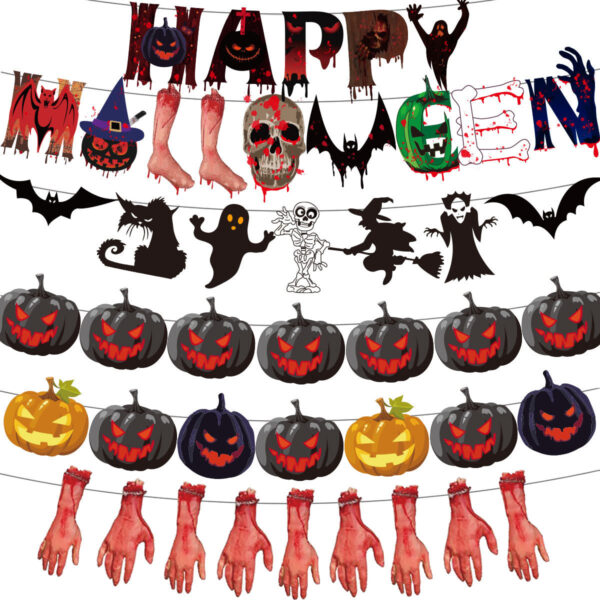 Product image for  Halloween Banner Hanging Flag Horror Holiday Party Scene Decoration Home Décor 4