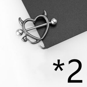 Product image for  Horn Peach Heart Nipple Ring Stainless Steel Milk Decoration Human Body Piercing Accessories Home Décor 14
