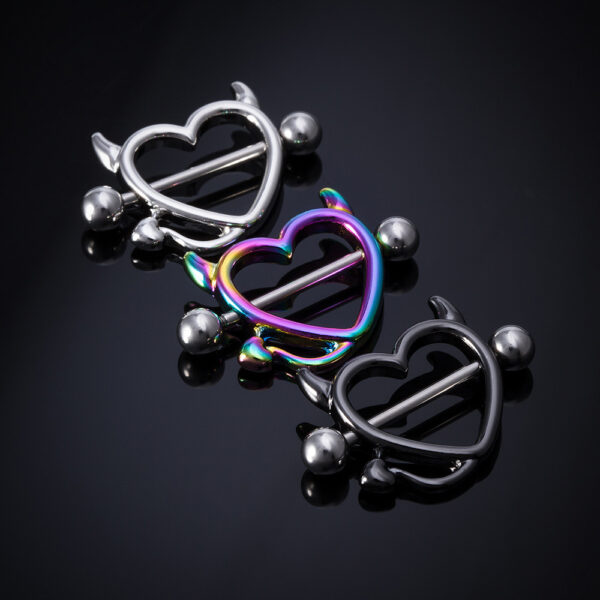 Product image for  Horn Peach Heart Nipple Ring Stainless Steel Milk Decoration Human Body Piercing Accessories Home Décor 11