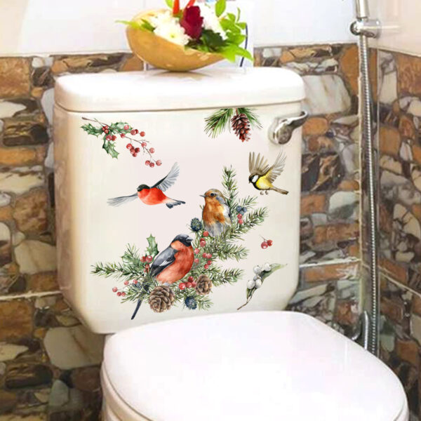 Product image for  Cartoon Branch Bird Happy Day Bathroom Bathroom Toilet Wall Sticker Home Décor 9