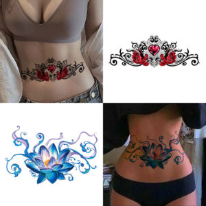 Product image for  Lace Rose Flower Waist Back Waterproof Sweatproof Tattoo Stickers Home Décor 11