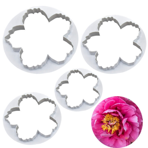 Product image for  Baking Tool 4PCs Peony Flower Fondant Cake Printed Cutter Cookie Cutter DIY Baking Mold Home Décor 4