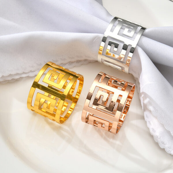 Product image for  Napkin Buckle Metal Back Word Pattern Electroplating Hollow Home Décor 5