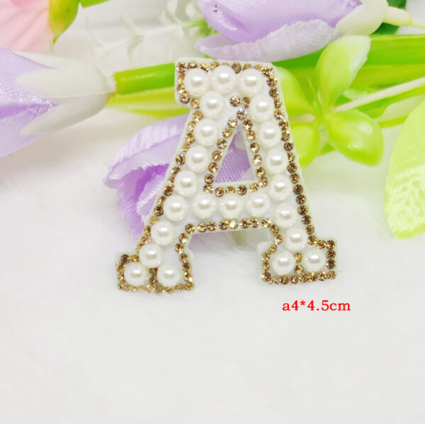 Product image for  Gold Ironed Diamond Pearl Letter English Cloth Dress Home Décor 5