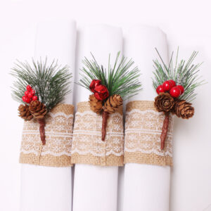 Product image for  Elk Flower Christmas Tree Napkin Rings Bells Home Décor 22