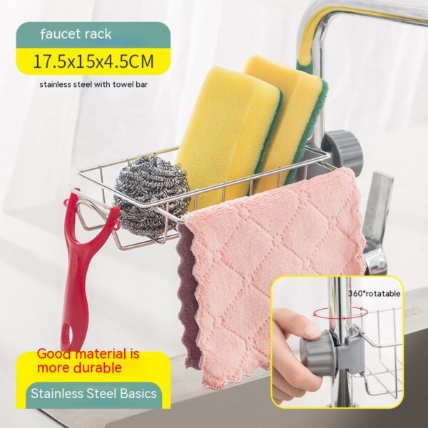 Product image for  Racks Hanging On A Faucet Stainless Steel Kitchen Storage Rack Home Décor 5