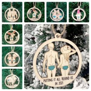 Product image for  Wooden Hollowed-out Ornament Lovers Snowman Deer Christmas Tree Pendant Ornaments 14