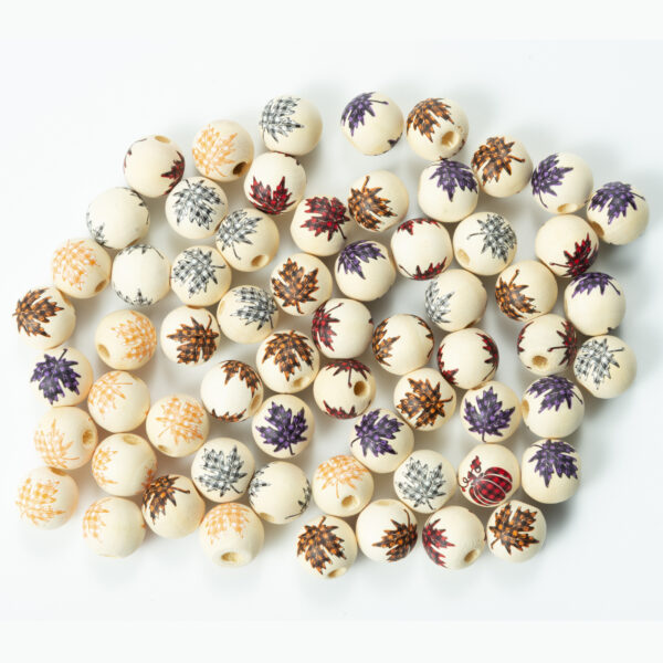 Product image for  Maple Leaf Plaid Colorful Wood Bead Tassel DIY Accessories Home Décor 4