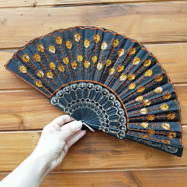 Product image for  Chinese Style Peacock Tail Sequin Dance Folding Fan Home Décor 9